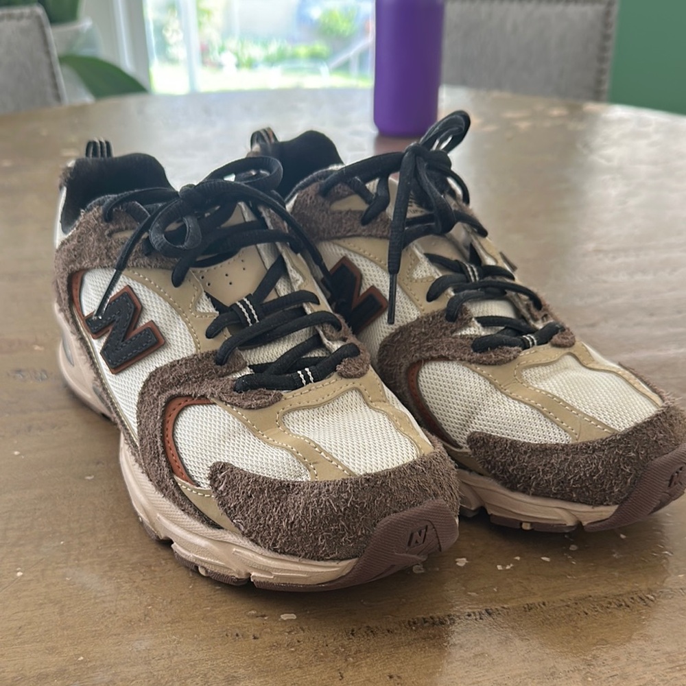 New Balance Brown and Cream Trail Sneakers